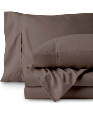 Shop Bare Home Double Brushed Sheet Set, Twin Xl In Taupe