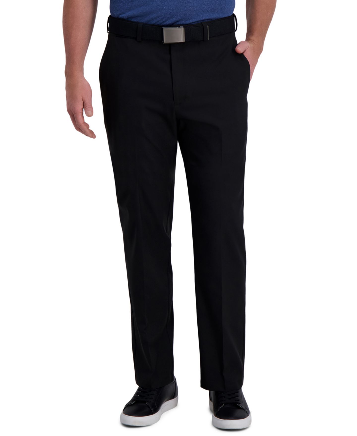 Мужские брюки Haggar Cool Right Performance Flex Classic Fit Flat Front Pant, цвет: Чёрный — фото 1