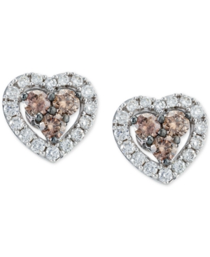 image of Le Vian Diamond Heart Stud Earrings (1-3/8 ct. t.w.) in 14k White Gold
