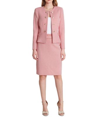 Tahari ASL - Double Breasted Tweed Button-Front Peplum Blazer
