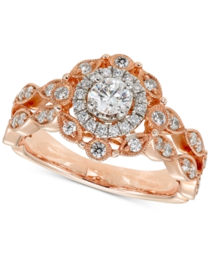 image of Diamond Halo Engagement Ring (3/4 ct. t.w.) in 14k Rose Gold & White Gold