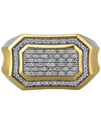 Macy's - Men's Diamond Pav&eacute; Cluster Ring (1/5 ct. t.w.) in Sterling Silver & 18k Gold-Plate
