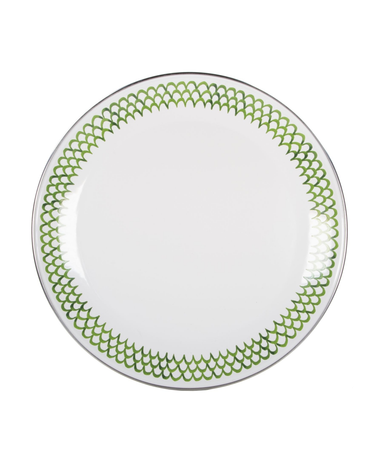 Scallop Enamelware Dinner Plates, Set of 4 - Green