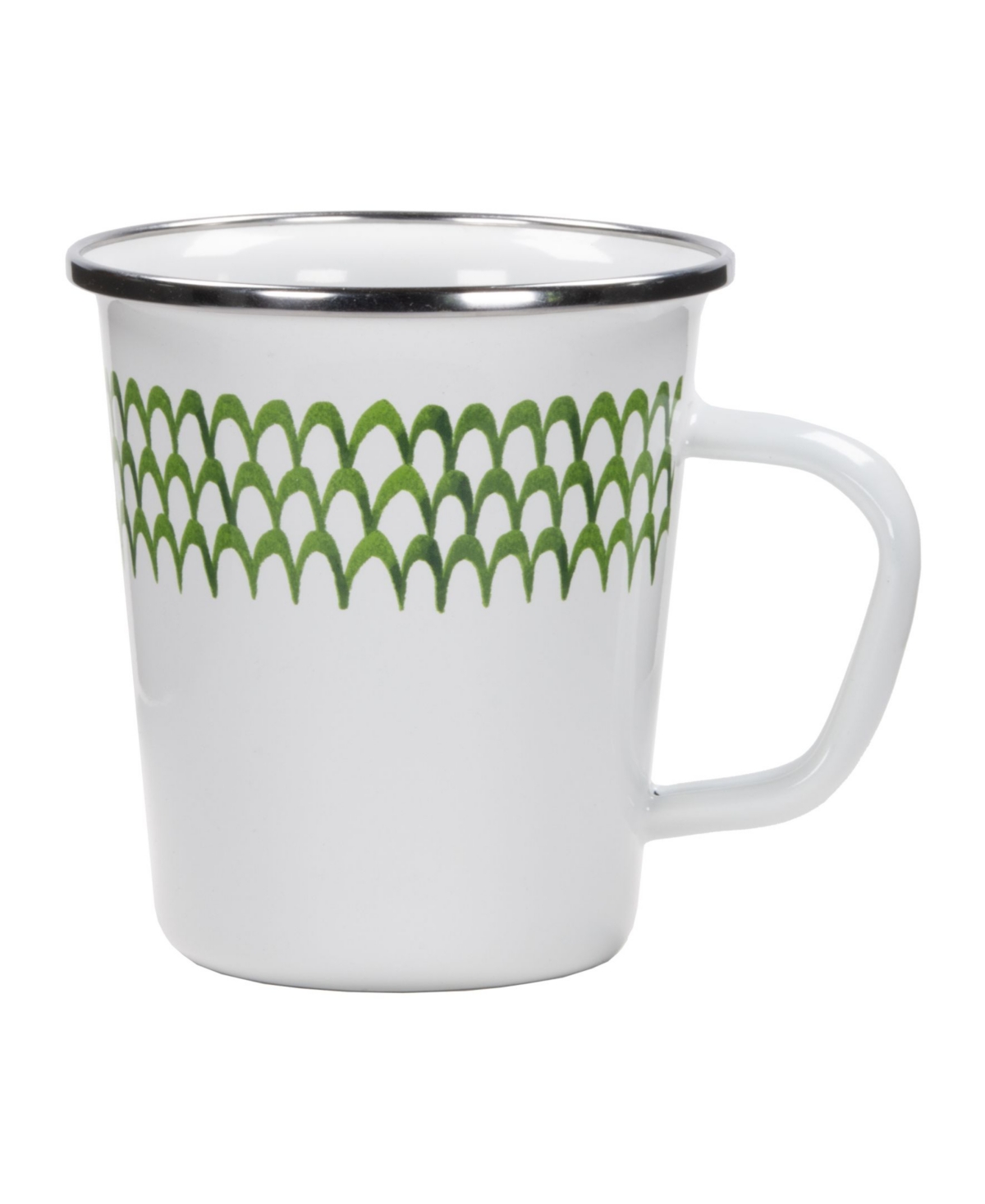 Scallop Enamelware Latte Mugs, Set of 4 - Green