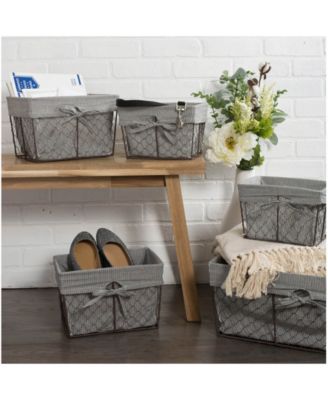 Vintage-like Chicken Wire Ticking Stripe Liner Set of 5