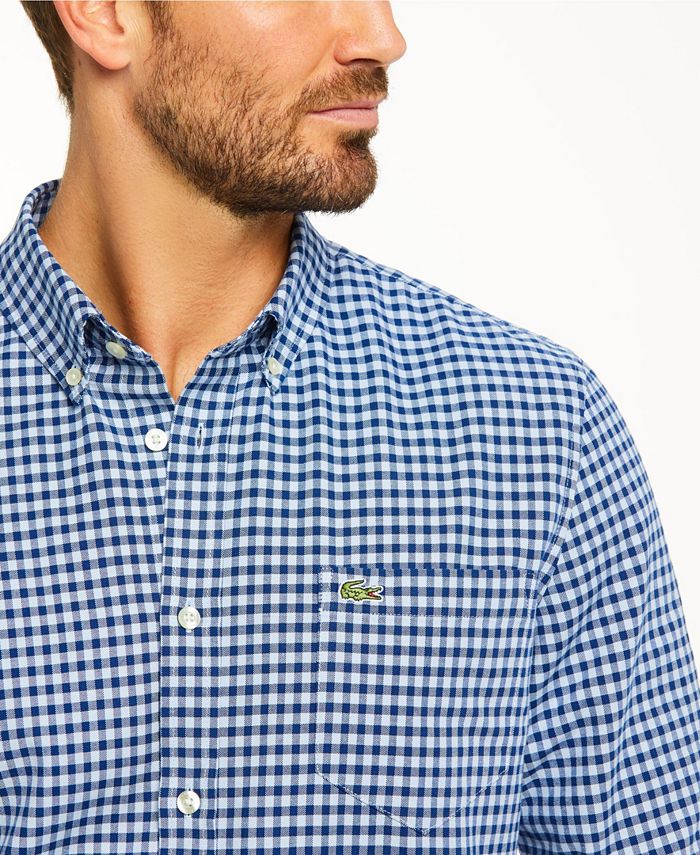 Lacoste Men's Regular Fit Long Sleeve Gingham Check Oxford Shirt