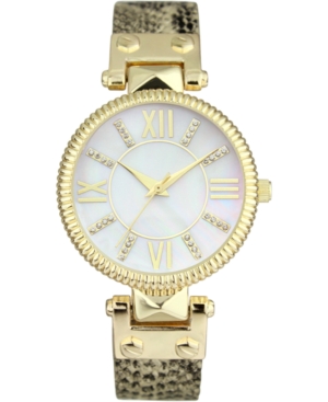 image of Inc Women-s Faux Snake Leather Strap Watch 28mm