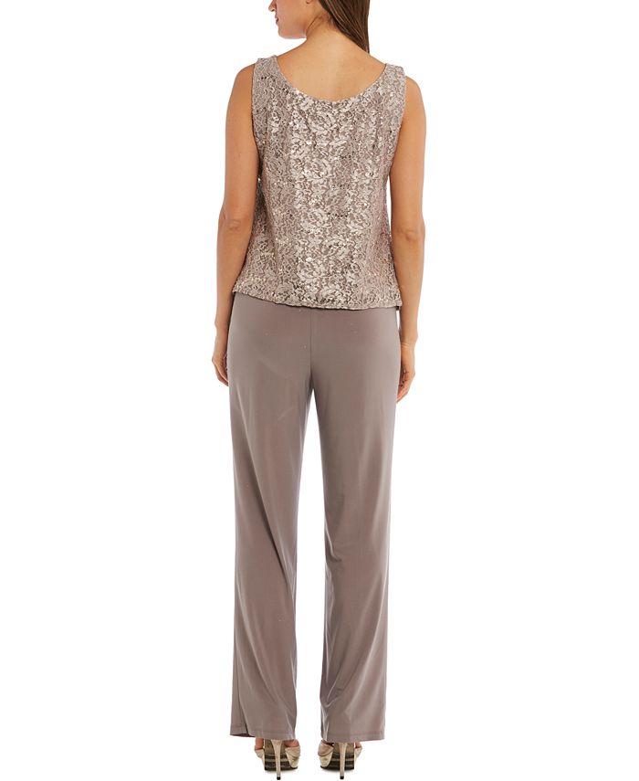 R & M Richards Petite 3-Pc. Sequined-Lace Jacket, Top & Pants - Macy's