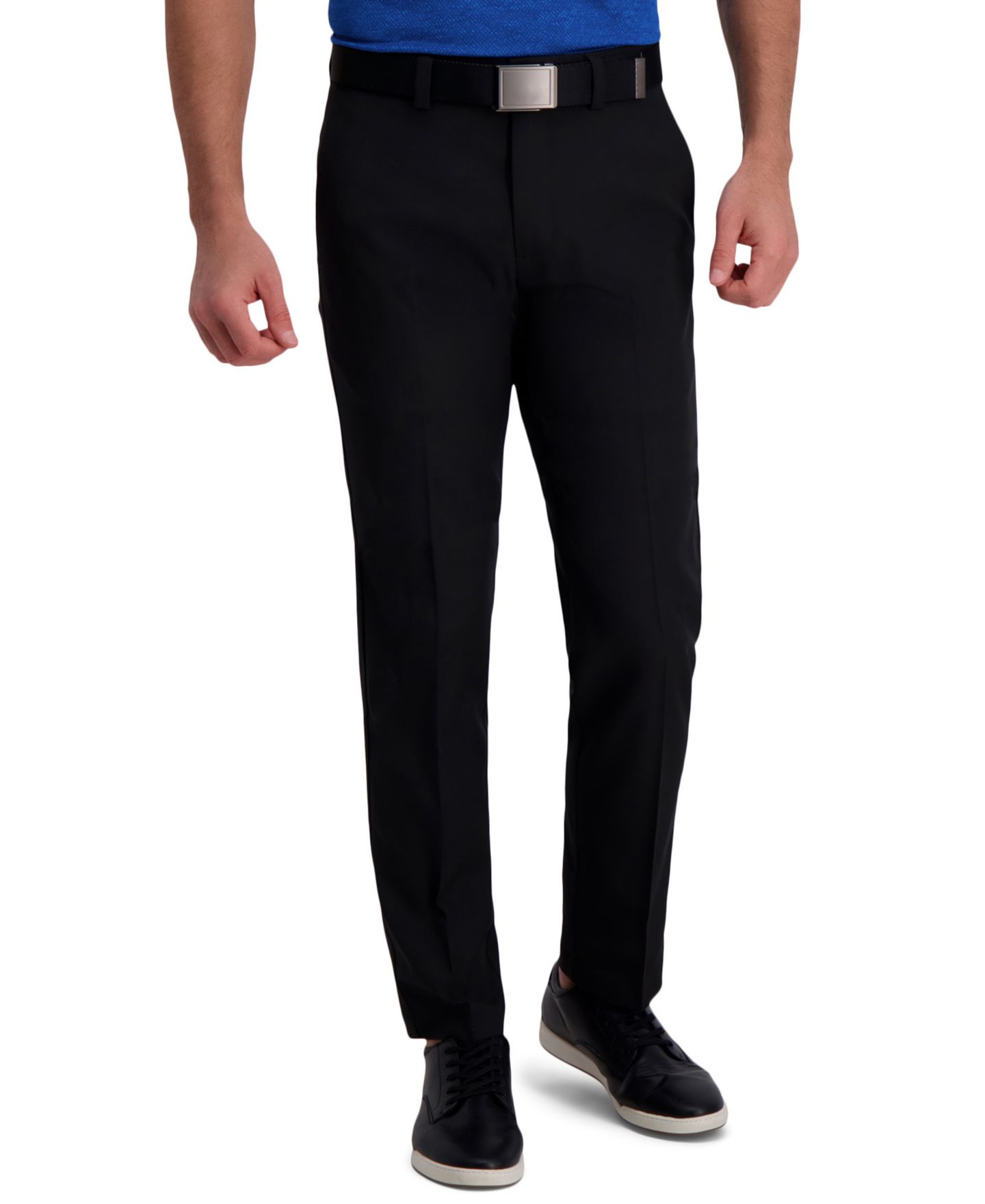 Мужские брюки Haggar Cool Right Performance Flex Straight Fit Flat Front Pant, цвет: Чёрный — фото 1