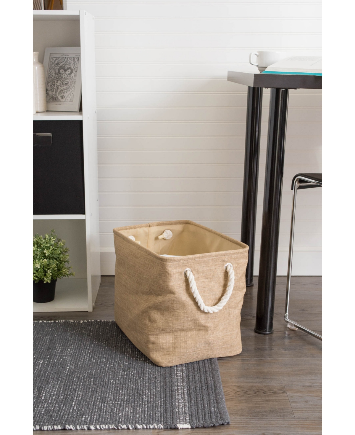 Shop Design Imports Polyester Bin Variegated Rectangle Large In Taupe