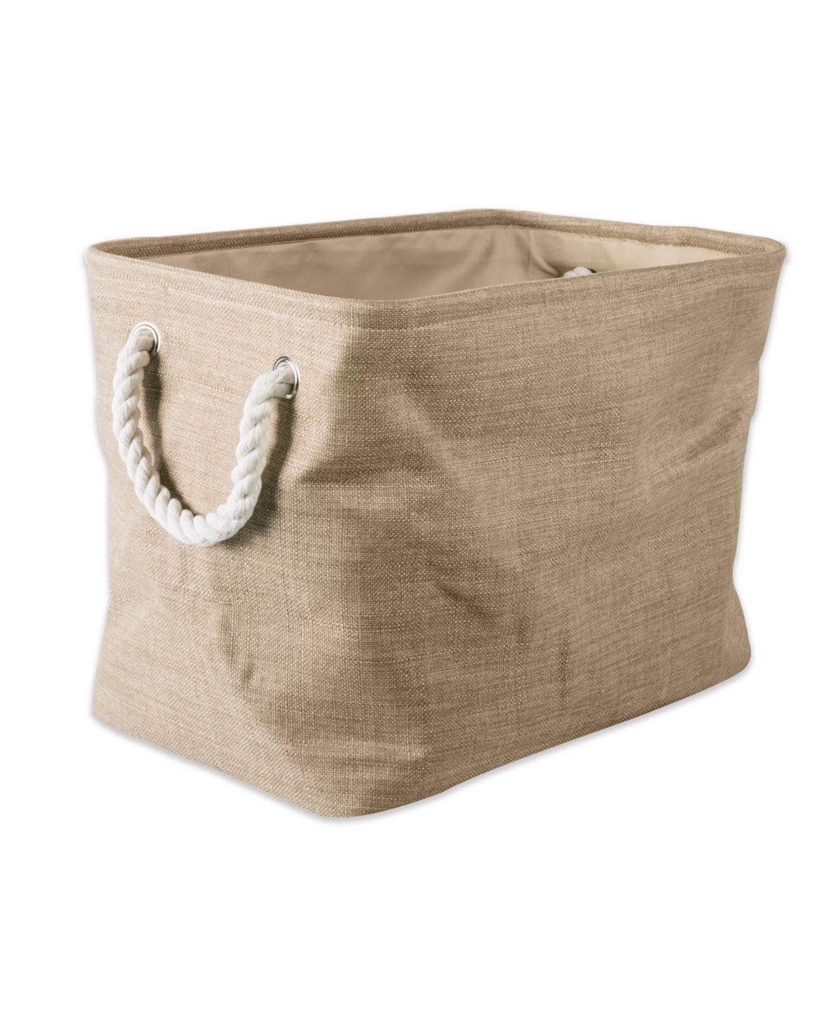 Design Imports Polyester Bin Variegated Rectangle Large In Taupe