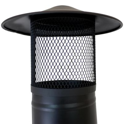Outdoor Backyard Patio Steel Wood-Burning Fire Pit Chiminea with Rain Cap and Mesh Sides - 66" - Black