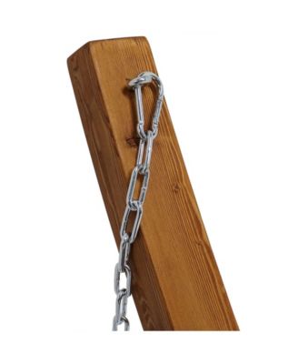 Cotton Double Wide 2-Person Rope Hammock with Spreader Bars and Curved Arc Wood Stand - 400 lb Weight Capacity /13' Stand