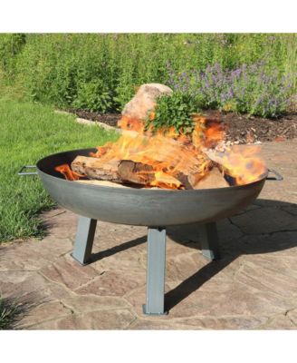 Outdoor Camping or Backyard Round Cast Iron Rustic Fire Pit Bowl with Handles