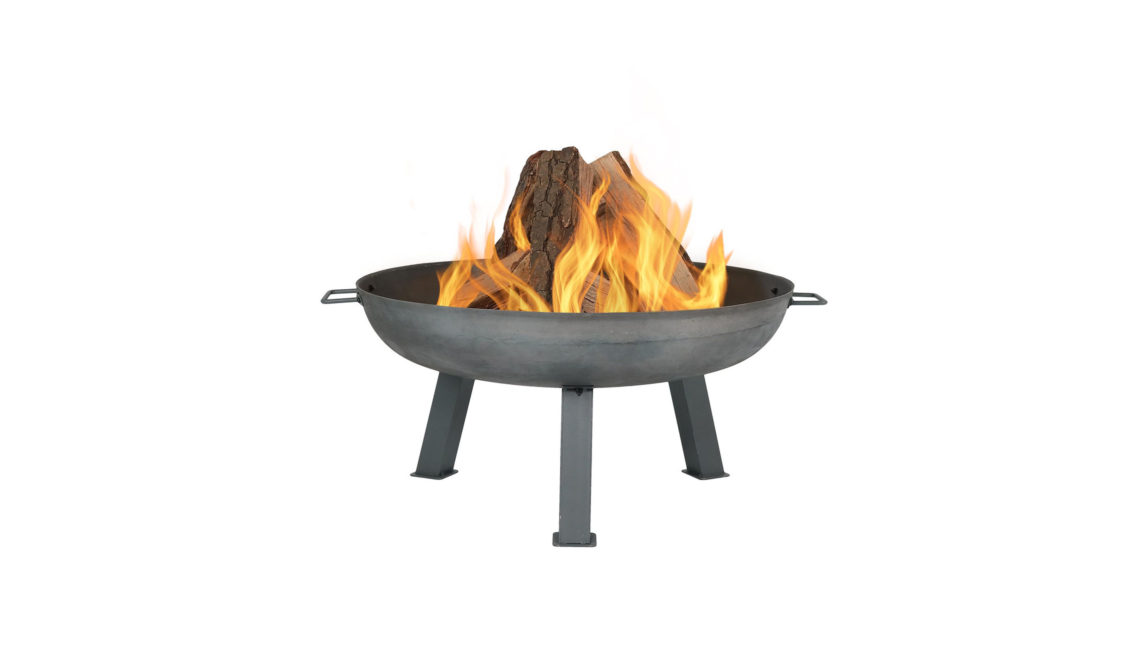 Outdoor Camping or Backyard Round Cast Iron Rustic Fire Pit Bowl with Handles
