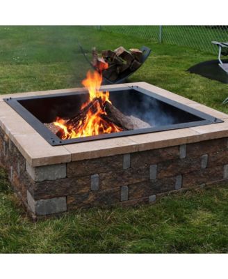 Outdoor Heavy-Duty Steel Portable Above Ground or In-Ground Square Fire Pit Liner Ring - Black