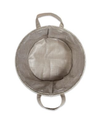 Polyethylene Coated Woven Paper Laundry Bin Tribal Chevron Stone Round Small Set of 2