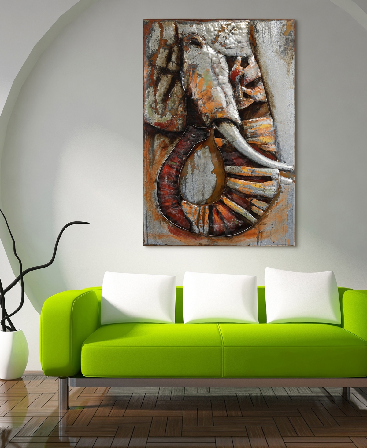 Empire Art Direct Elephant Mixed Media Iron Hand Painted Dimensional Wall Art, 60" x 40" x 2.8"