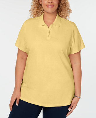 Karen Scott Plus Size Cotton Polo Top, Created for Macy's - Macy's