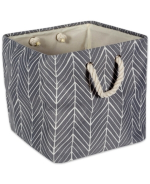 Design Imports Polyester Bin Herringbone Square