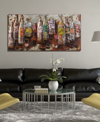 5 O'clock Mixed Media Iron Hand Painted Dimensional Wall Art, 24" x 48" x 2.2"