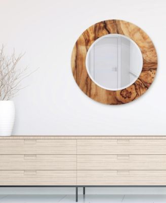 Forest Round Beveled Wall Mirror on Free Floating Reverse Printed Tempered Art Glass, 36" x 36" x 0.4"