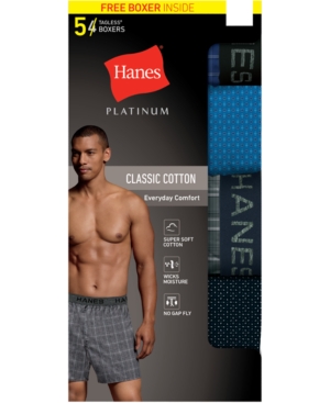 Hanes Men's 5-Pk Platinum Woven Boxers
