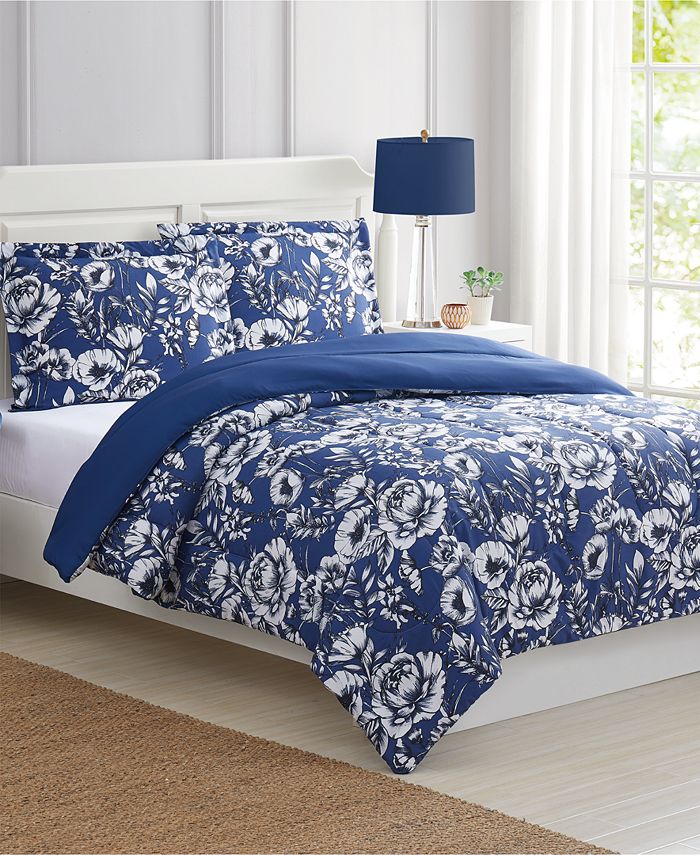London Fog Sketch Floral 3Pc. King Comforter Set, Created for Macy's
