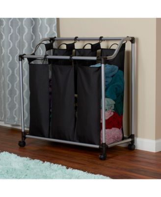 Household Essentials Rolling Triple Laundry Sorter 