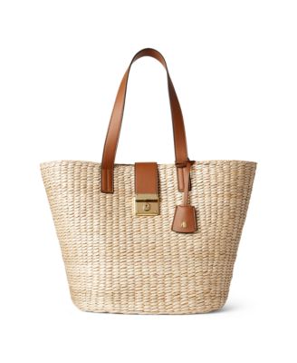 lauren ralph lauren structured straw mini reese tote