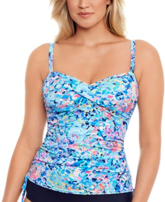 Swim Solutions Adjustable-Side-Tie Underwire Tankini Top, Created for ...