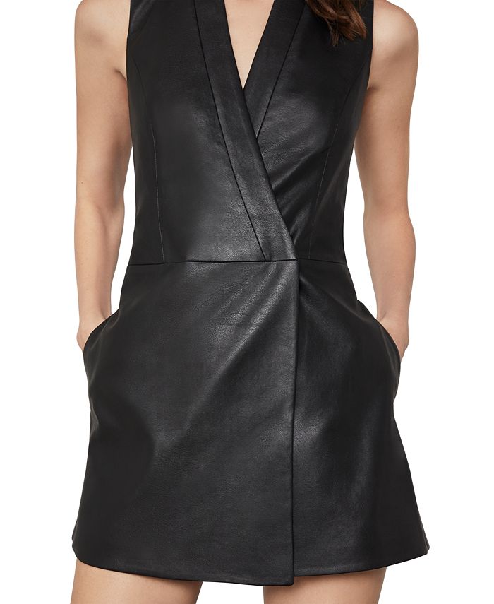 BCBGMAXAZRIA Faux-Leather A-Line Dress - Macy's
