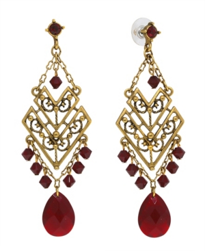 image of T.r.u. by 1928 Double Chevron Chandelier Earring with Glass Briolette and Swarovski Crystals
