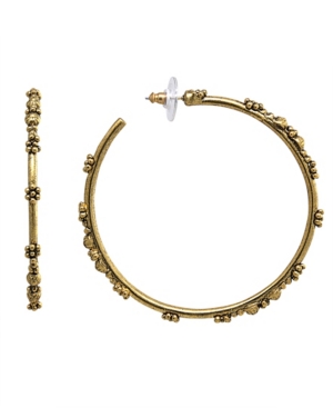 image of T.r.u. by 1928 Matte 14 K Gold Dipped Large Floral Hoop Earring