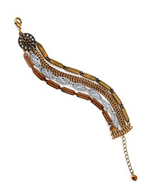 by 1928 Vintage-Like Chain Bracelet Accented with Semi-Precious Tiger's Eye