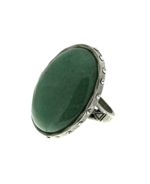 image of T.r.u. by 1928 Semi-Precious Green Aventurine Ring with Side Accent Swarovski Crystals