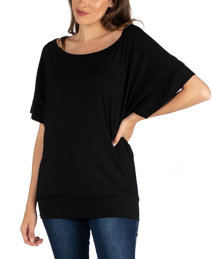 24seven Comfort Apparel Loose Fit Dolman Top with Wide Sleeves - Macy's