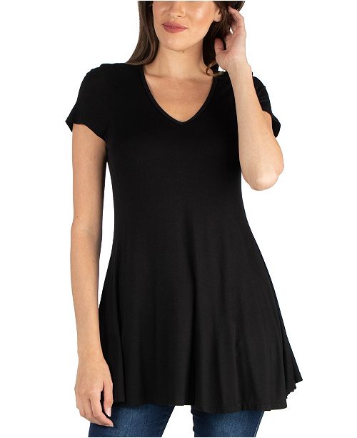 24seven Comfort Apparel Women S Short Sleeve Loose Fit Tunic Top