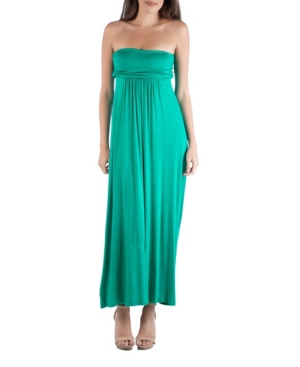 Shop 24seven Comfort Apparel Strapless Empire Waist Maxi Dress In Green