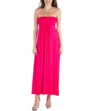 Shop 24seven Comfort Apparel Strapless Empire Waist Maxi Dress In Pink