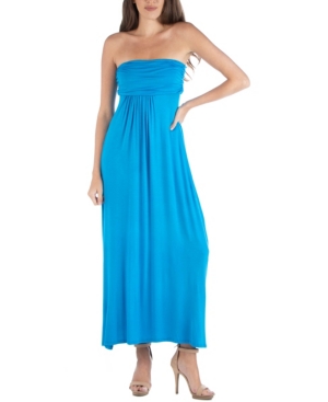 Shop 24seven Comfort Apparel Strapless Empire Waist Maxi Dress In Sapphire