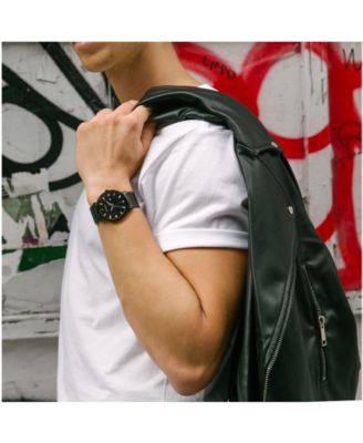 Men's Futuro Diamond-Accent Black Stainless Steel Bracelet Watch 42mm