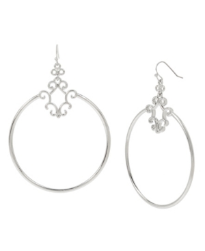 image of Jessica Simpson Openwork Gypsy Hoop Earrings, 3.25