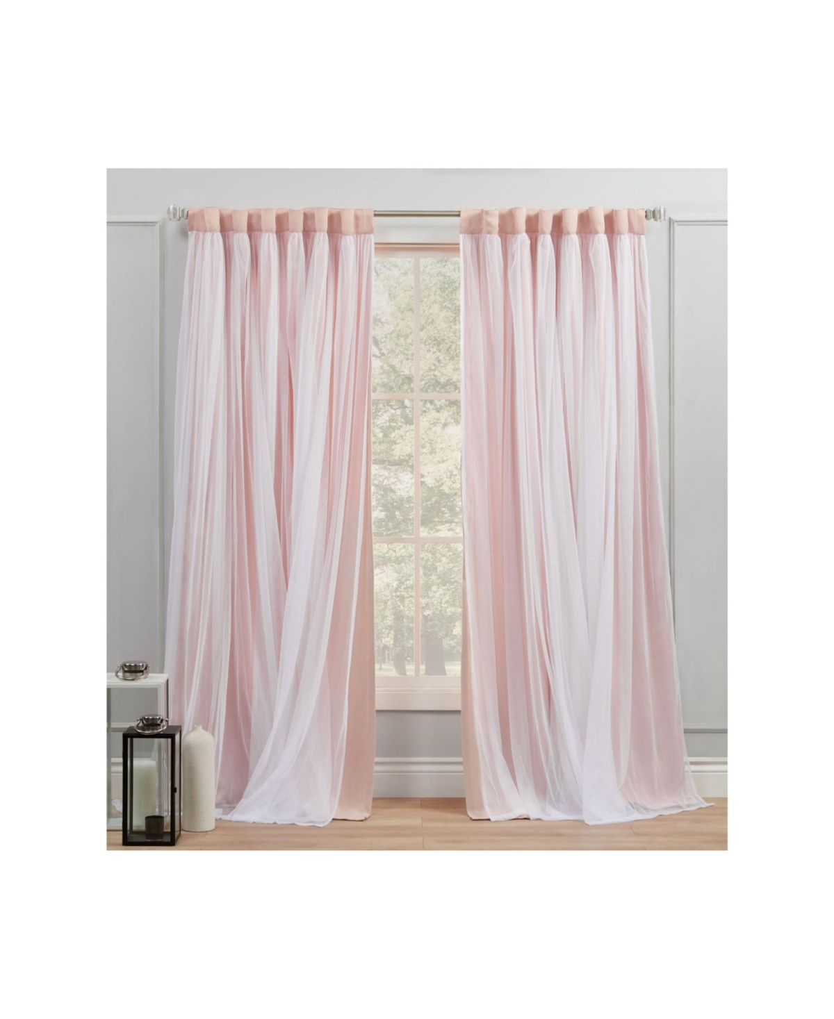 Exclusive Home Curtains Catarina Layered Solid Blackout And Sheer Grommet Top Curtain Panel Pair, 52" X 84" In Pink