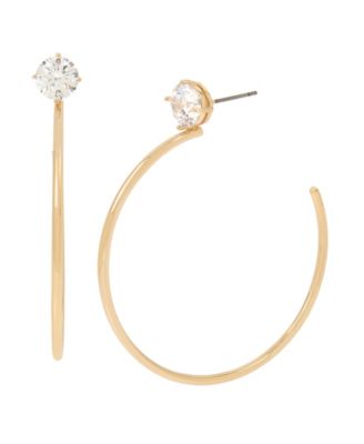 Jessica Simpson - CZ Stone Hoop Earrings, 2.3"