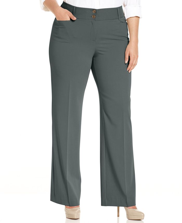 Alfani Plus & Petite Plus Size Slim Tummy-Control Pants, Created for Macy's