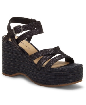 image of Lucky Brand Women-s Carlisha Raffia Sculpted Platform Wedges Women-s Shoes