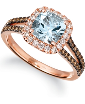 image of Le Vian Sea Blue Aquamarine (1 ct. t.w.) & Diamond (3/8 ct. t.w.) Ring in 14k Rose Gold