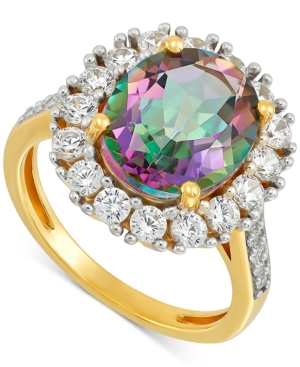 image of Mystic Topaz (5-5/8 ct. t.w.) & Cubic Zirconia Statement Ring in 14k Gold-Plated Sterling Silver