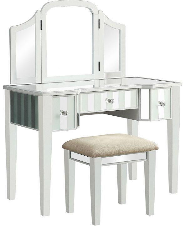 Furniture of America Hicker Mirror Inserted Vanity Set ...